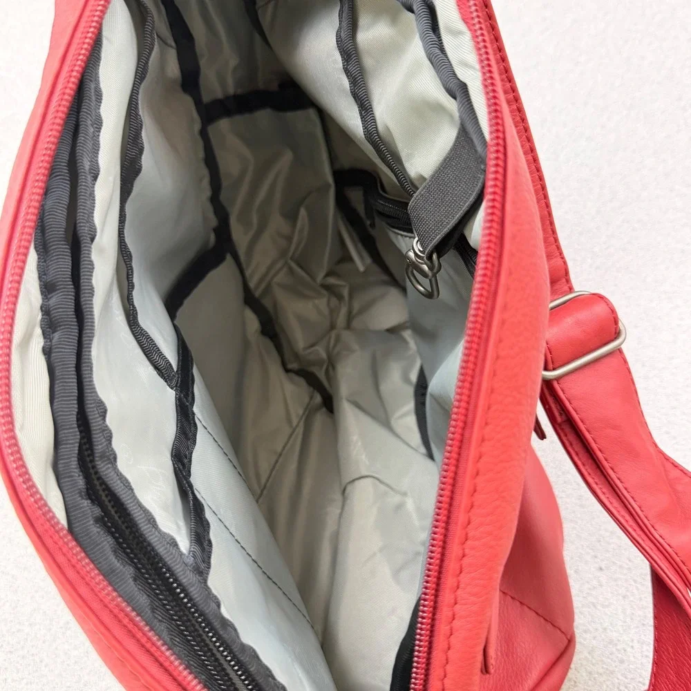AmeriBag Healthy Back Bag Red Leather Ergonomic Sling Backpack Medium